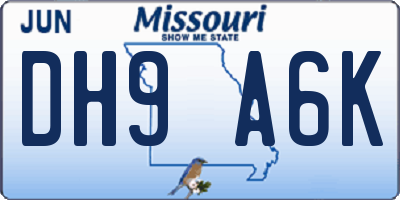 MO license plate DH9A6K