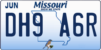 MO license plate DH9A6R