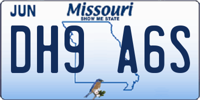 MO license plate DH9A6S