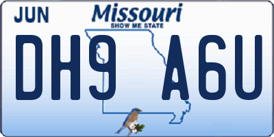 MO license plate DH9A6U