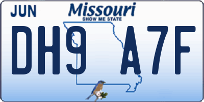 MO license plate DH9A7F