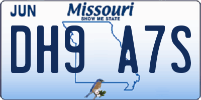 MO license plate DH9A7S