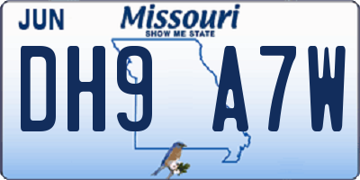 MO license plate DH9A7W