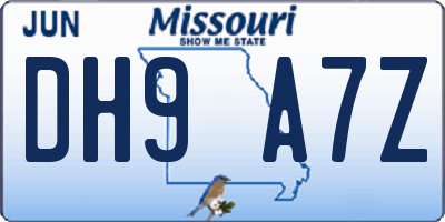 MO license plate DH9A7Z