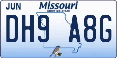 MO license plate DH9A8G