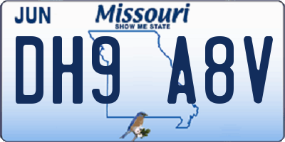 MO license plate DH9A8V