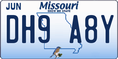 MO license plate DH9A8Y