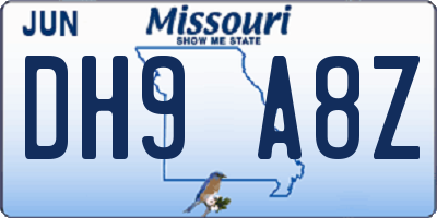 MO license plate DH9A8Z