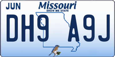 MO license plate DH9A9J
