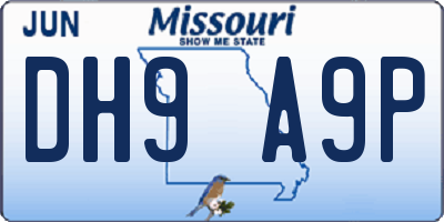 MO license plate DH9A9P