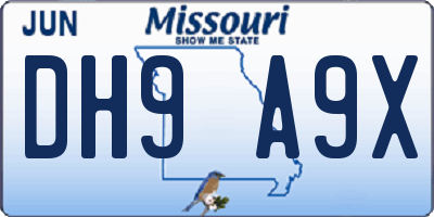 MO license plate DH9A9X