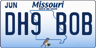 MO license plate DH9B0B