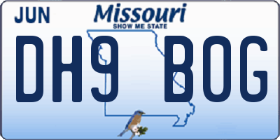 MO license plate DH9B0G