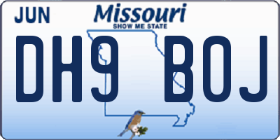 MO license plate DH9B0J