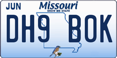 MO license plate DH9B0K