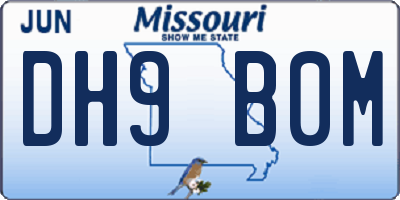 MO license plate DH9B0M