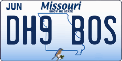 MO license plate DH9B0S