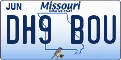 MO license plate DH9B0U