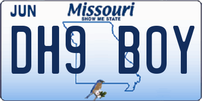MO license plate DH9B0Y