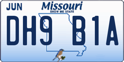 MO license plate DH9B1A