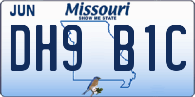 MO license plate DH9B1C