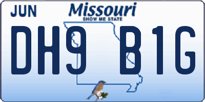 MO license plate DH9B1G