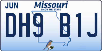 MO license plate DH9B1J