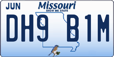 MO license plate DH9B1M