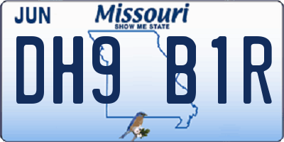 MO license plate DH9B1R
