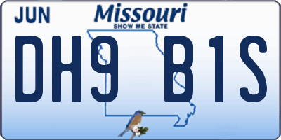 MO license plate DH9B1S