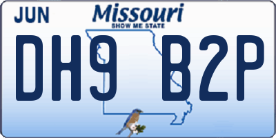 MO license plate DH9B2P