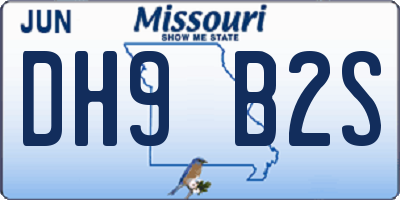 MO license plate DH9B2S