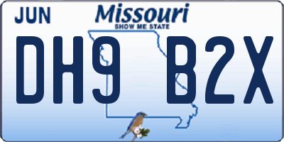 MO license plate DH9B2X