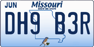 MO license plate DH9B3R