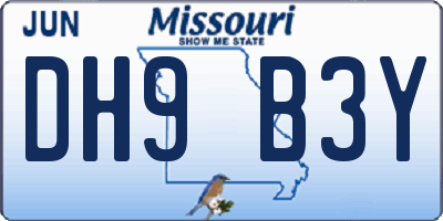 MO license plate DH9B3Y