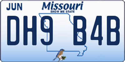 MO license plate DH9B4B