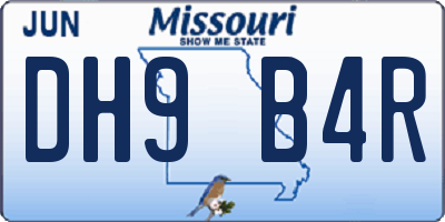 MO license plate DH9B4R