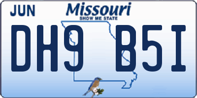 MO license plate DH9B5I