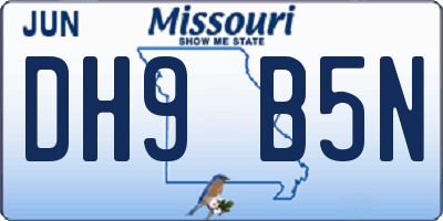 MO license plate DH9B5N