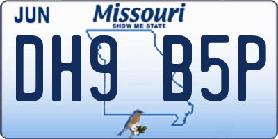 MO license plate DH9B5P