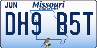 MO license plate DH9B5T