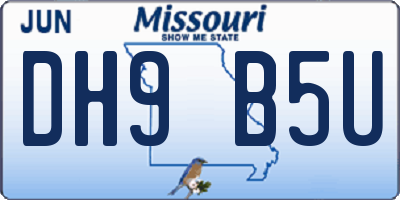 MO license plate DH9B5U