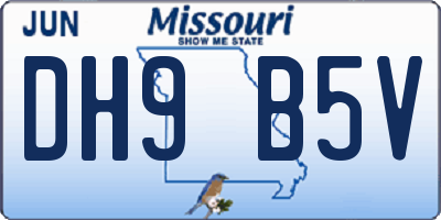 MO license plate DH9B5V