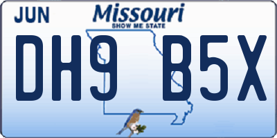 MO license plate DH9B5X