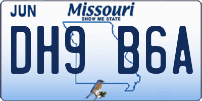 MO license plate DH9B6A