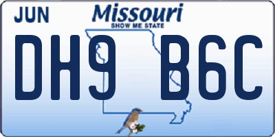 MO license plate DH9B6C