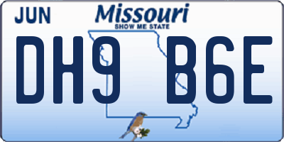 MO license plate DH9B6E