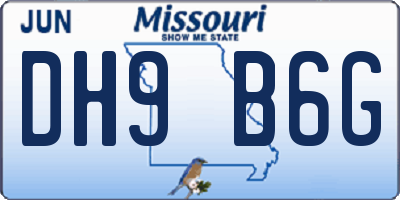 MO license plate DH9B6G