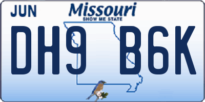 MO license plate DH9B6K
