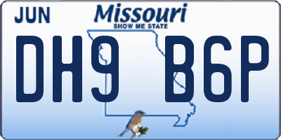 MO license plate DH9B6P